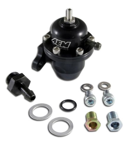 Kuva: AEM 25-301BK EFI polttoaineen paineensäädin offset 2x AN6 ORB / 1x AN6 ORB
