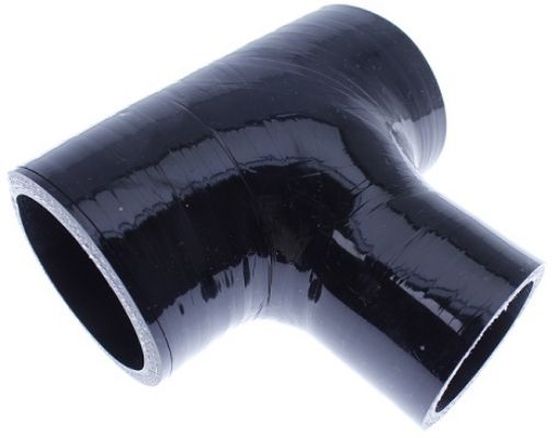 Kuva: 2" / 50,8mm. T-kappaleet silikoniletku - Musta - 1" / 25mm. pomppia