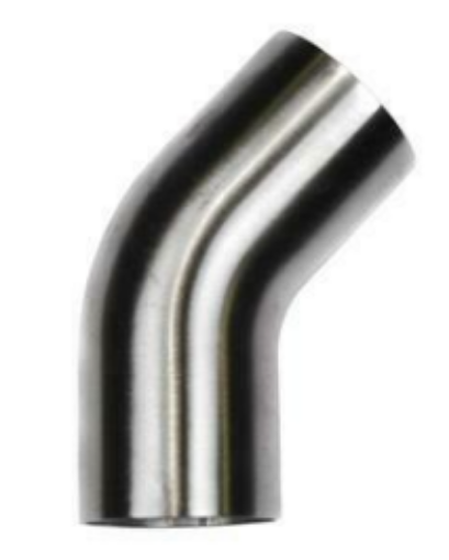 Kuva: 3" - 76 mm. Ruostumattoman putken taivutus 45 astetta