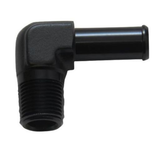 Kuva: 90 gr. Letkuliitin - 1/2" NPT -> 9,5 mm.