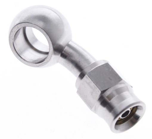 Kuva: 30° banjo I.D. 10,2 mm - paksuus 10,7 mm - Sopii AN3 PTFE-letkuun