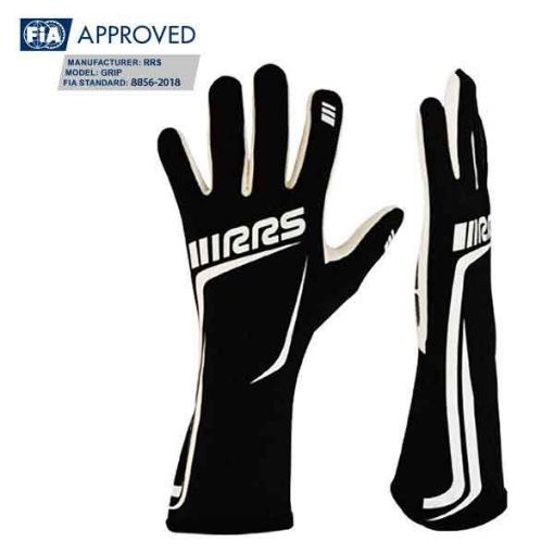 Kuva: RRS GRIP 2 racing gloves - Black logo WHITE - FIA 8856-2018 - XL