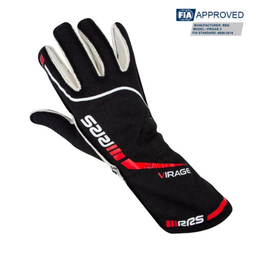 Kuva: Racing gloves RRS VIRAGE 3 - BLACK logo RED - FIA 8856-2018 - S