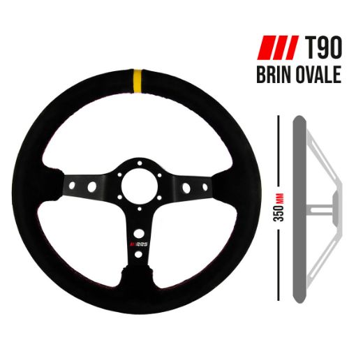 Kuva: RRS RALLY steering wheel – F90 350mm -Sort Ruskind- Oval  37x29 mm