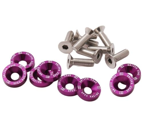 Kuva: 8 x M6x20 Teräspultit + aluslevyt - Purppura