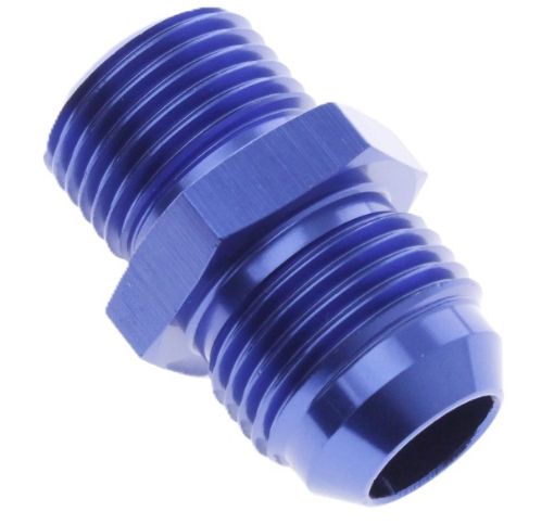Kuva: AN8 uros - 3/8" x 19 BSP uros - Nännikiinnitys - Sininen Alu