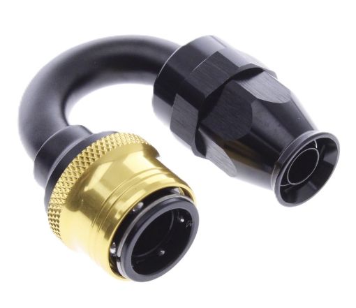 Kuva: 180° PTFE Quick Connect Hose Ends -Black/Gold - AN8