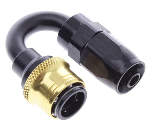 Kuva: 180° Quick Connect Hose Ends -Black/Gold - AN6