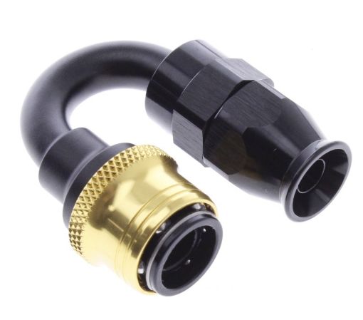 Kuva: 180° PTFE Quick Connect Hose Ends -Black/Gold - AN6