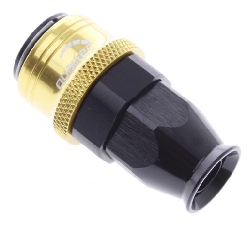 Kuva: Straight PTFE Quick Connect Hose Ends -Black/Gold - AN8
