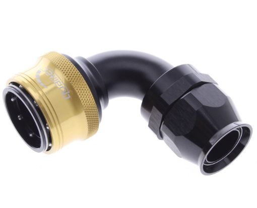 Kuva: 90° PTFE Quick Connect Hose Ends -Black/Gold - AN16