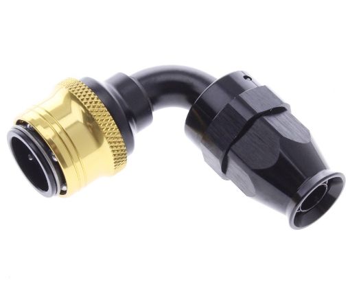 Kuva: 90° PTFE Quick Connect Hose Ends -Black/Gold - AN8