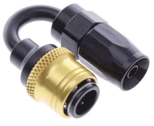 Kuva: 180° Quick Connect Hose Ends -Black/Gold - AN4