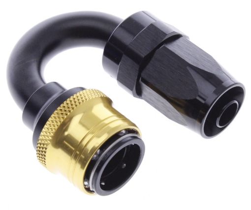 Kuva: 180° Quick Connect Hose Ends -Black/Gold - AN8