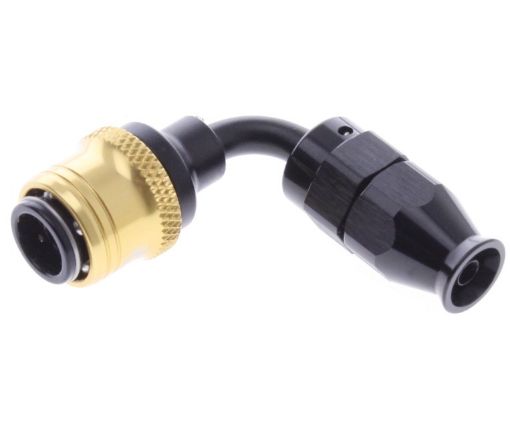 Kuva: 90° PTFE Quick Connect Hose Ends -Black/Gold - AN4