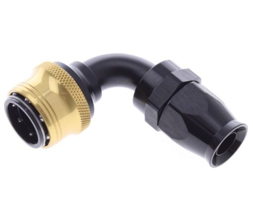 Kuva: 90° PTFE Quick Connect Hose Ends -Black/Gold - AN10