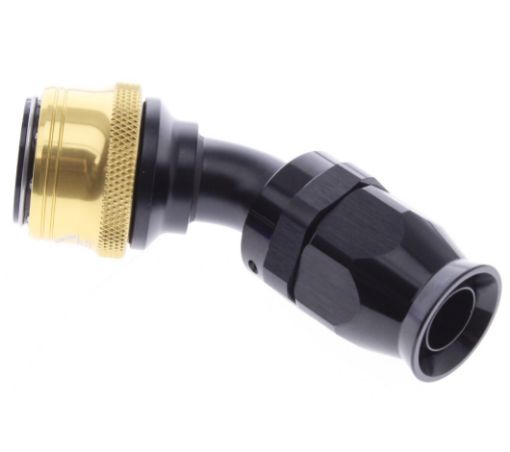 Kuva: 45° PTFE Quick Connect Hose Ends -Black/Gold - AN12