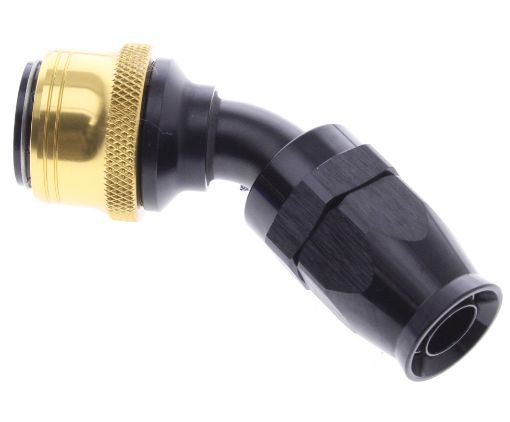 Kuva: 45° PTFE Quick Connect Hose Ends -Black/Gold - AN10