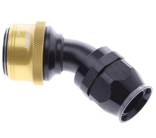 Kuva: 45° PTFE Quick Connect Hose Ends -Black/Gold - AN16