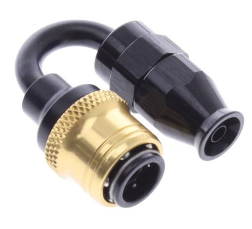 Kuva: 180° PTFE Quick Connect Hose Ends -Black/Gold - AN4