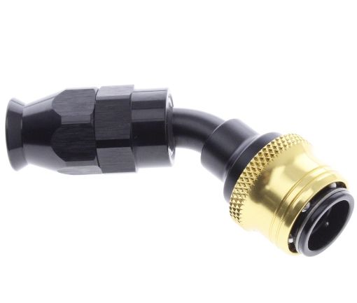 Kuva: 45° PTFE Quick Connect Hose Ends -Black/Gold - AN6