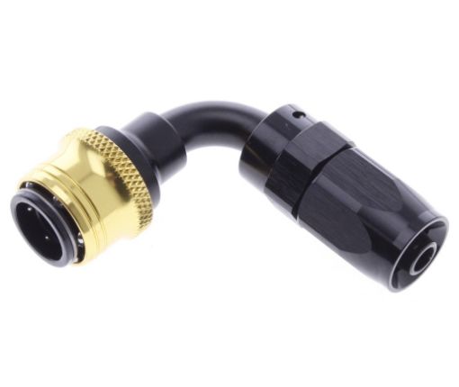 Kuva: 90° Quick Connect Hose Ends -Black/Gold - AN6