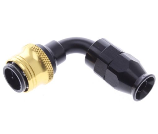Kuva: 90° PTFE Quick Connect Hose Ends -Black/Gold - AN6