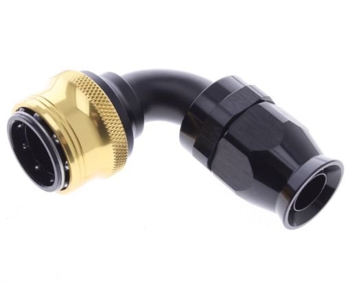 Kuva: 90° PTFE Quick Connect Hose Ends -Black/Gold - AN12
