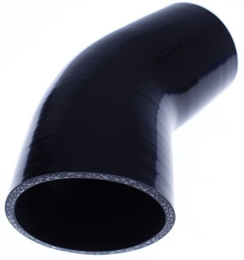 Kuva: 5" / 127mm. - 45 asteen silikonitaivutus - Musta